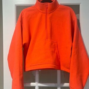 Neon orange fleece quarter zip